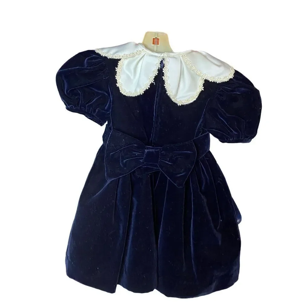 Dorissa international, Nicole dark navy blue velvet, embroidered trim, color, dr